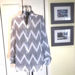 Forever 21 Blouse White & Black Sz Small